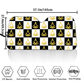 Past Master Blue Lodge Windshield Cover - (Gold/White) - Bricks Masons