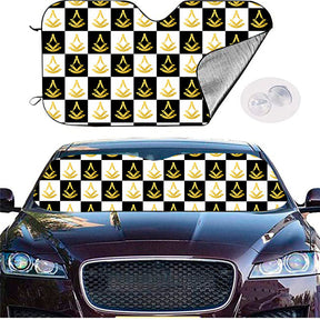 Past Master Blue Lodge Windshield Cover - (Gold/White) - Bricks Masons