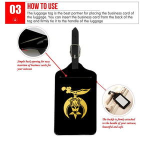 Shriners Luggage Tag - Black Leather - Bricks Masons