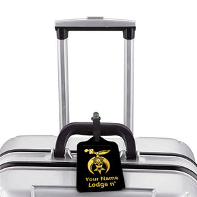 Shriners Luggage Tag - Black Leather - Bricks Masons