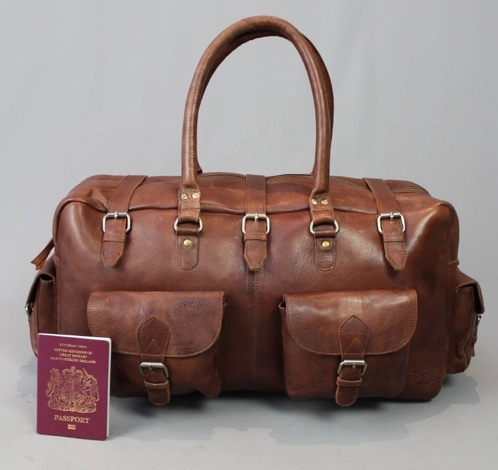 Order of Malta Travel Bag - Conker Brown Leather - Bricks Masons