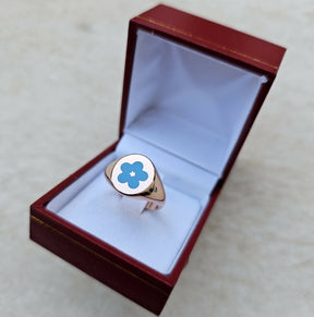 Masonic Ring - Forget Me Not 9K Rose Gold With Enamel - Bricks Masons